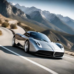 A detailed image of a Pagani Huayra featuring a roof intake