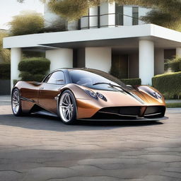 A visionary concept image of a four-door Pagani family car