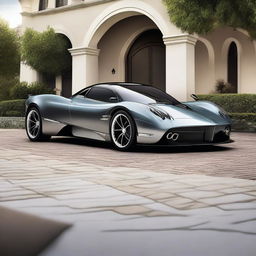 A visionary concept image of a four-door Pagani family car