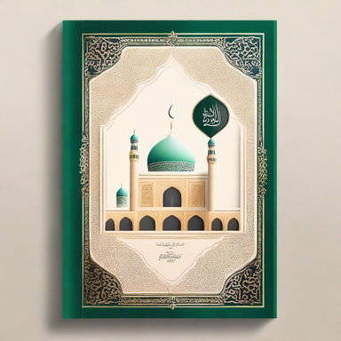 Create an elegant and culturally rich Islamic book cover with Al Azhar Mosque as the background