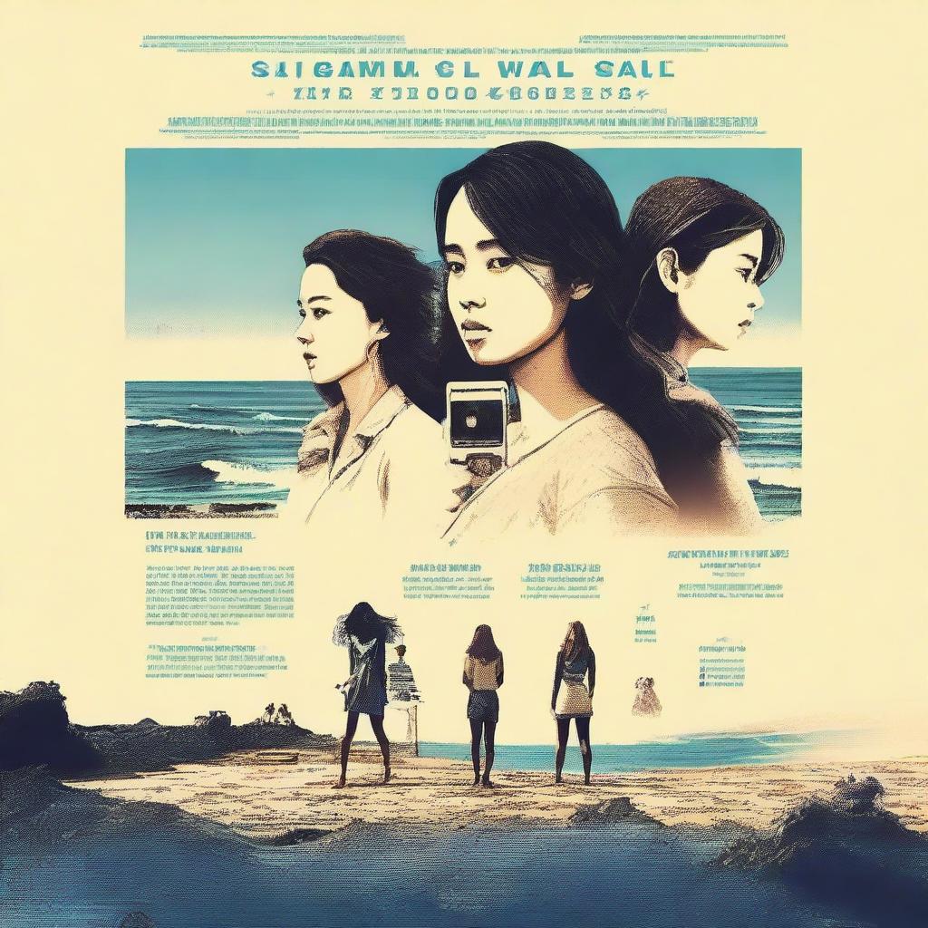 A poster for a movie featuring three girls, a missed call, and a seaside setting