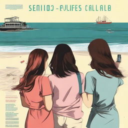 A poster for a movie featuring three girls, a missed call, and a seaside setting