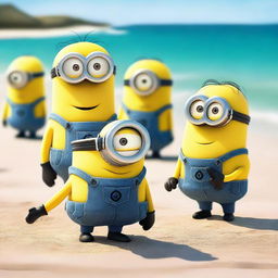 Minions enojados en la playa