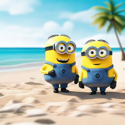 Minions enojados en la playa