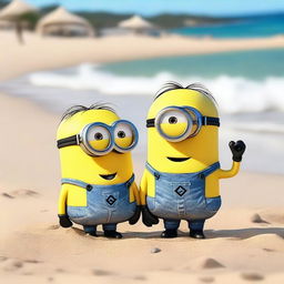 Minions enojados en la playa