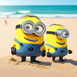 Minions enojados en la playa