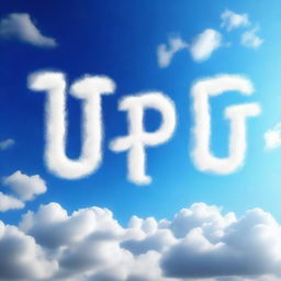 The text 'GPT' written in the sky using clouds, creating a whimsical and dreamy atmosphere