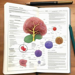 A detailed biology notebook for 9th grade students, focusing on Chapter 1: The Cell