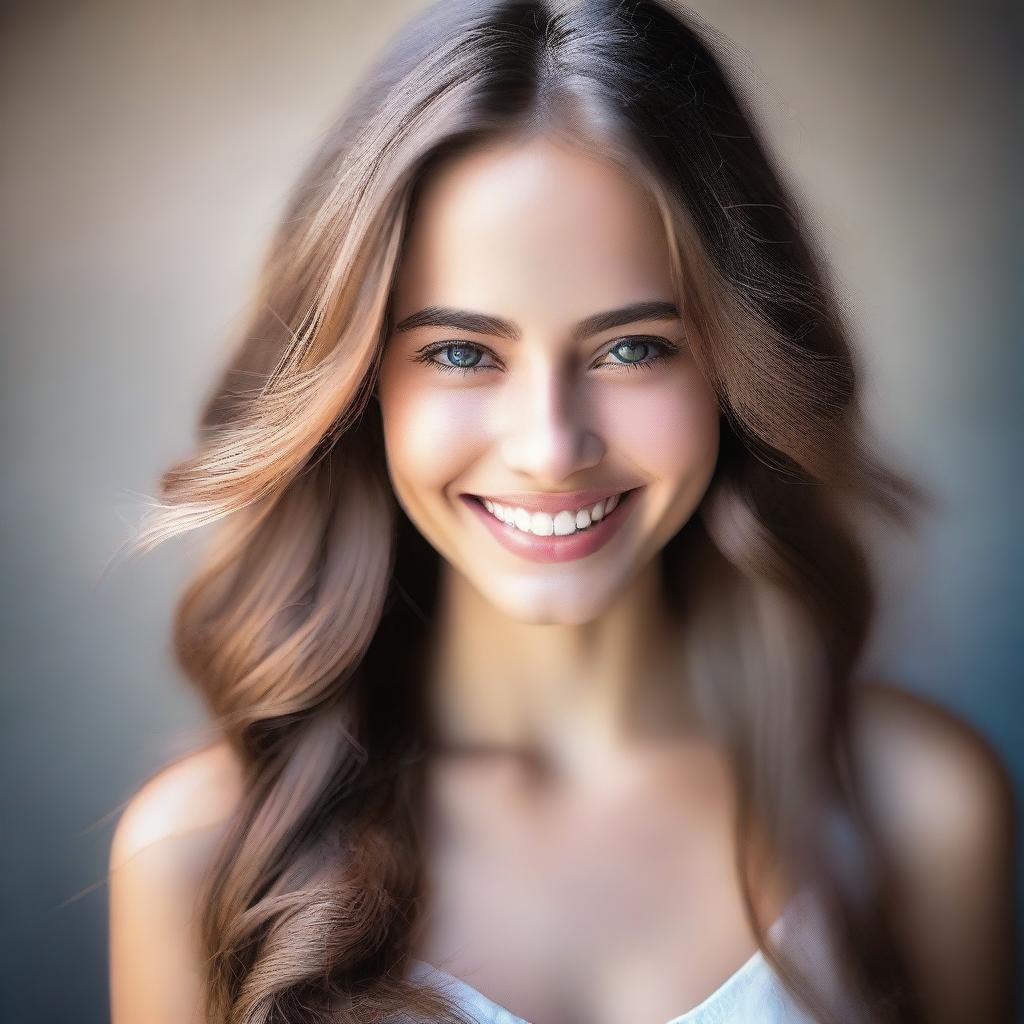 A portrait of a beautiful girl with a radiant smile