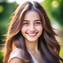 A portrait of a beautiful girl with a radiant smile