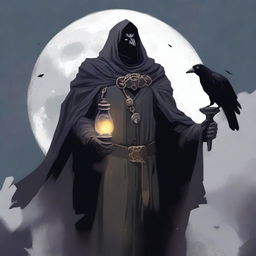 An undead lord stands with a deathly aura, wearing a cloak that exudes an aura of death