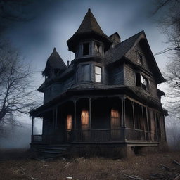 A haunted house that is morphing into a terrifying monster