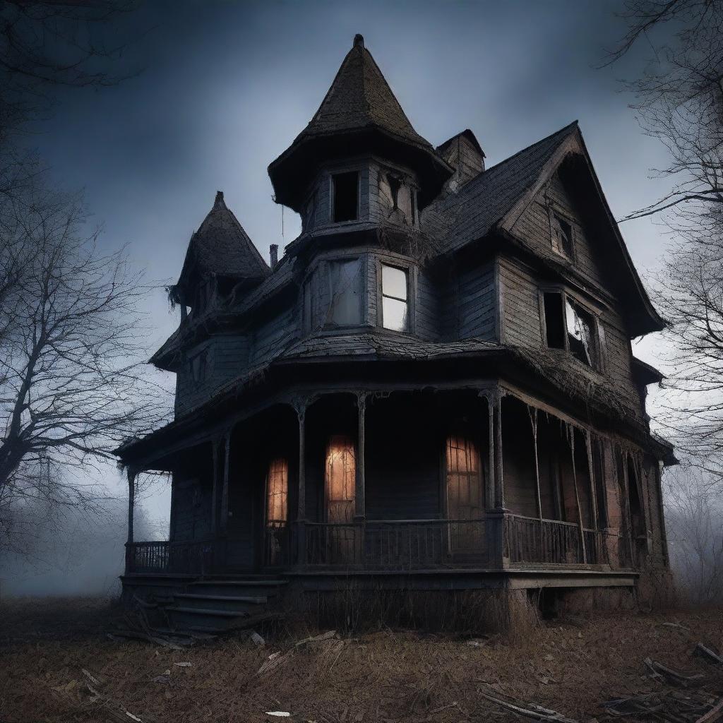 A haunted house that is morphing into a terrifying monster