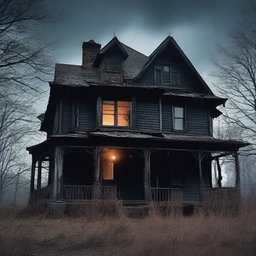 A haunted house that is morphing into a terrifying monster