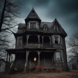 A haunted house that is morphing into a terrifying monster