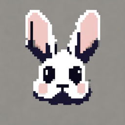 A logo in pixel art style featuring the silhouette of a rabbit's head without a face