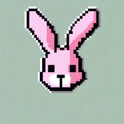 A logo in pixel art style featuring the silhouette of a rabbit's head without a face