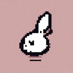 A logo in pixel art style featuring the silhouette of a rabbit's head without a face