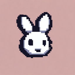 A logo in pixel art style featuring the silhouette of a rabbit's head without a face