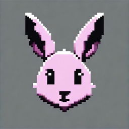 A logo in pixel art style featuring the silhouette of a rabbit's head without a face