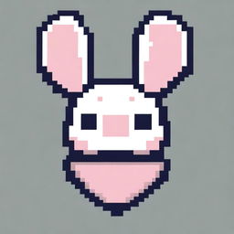 A logo in pixel art style featuring the silhouette of a rabbit's head without a face