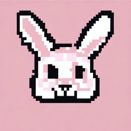 A logo in pixel art style featuring the silhouette of a rabbit's head without a face