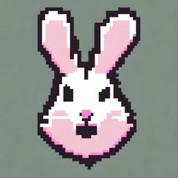 A logo in pixel art style featuring the silhouette of a rabbit's head without a face