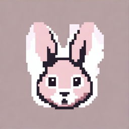 A logo in pixel art style featuring the silhouette of a rabbit's head without a face