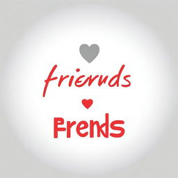 Create an image featuring the word 'Friends' as a title, with a clean white background and red accents