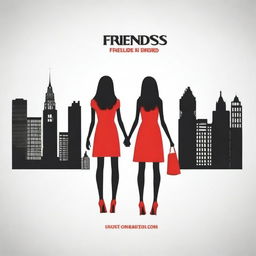 Create an image featuring the title 'Friends' with a white and red color combination