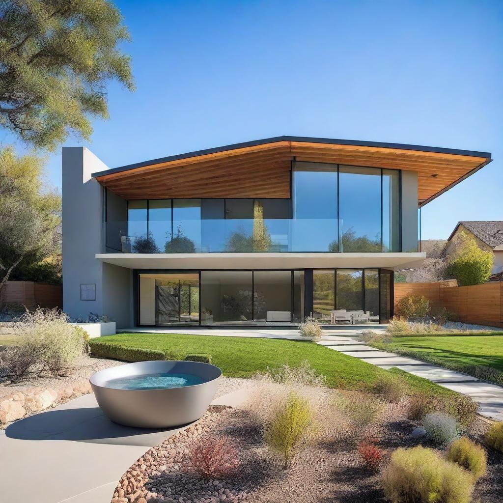 A modern house showcasing water efficiency features