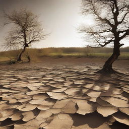 A landscape in the UK experiencing a drought