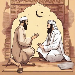 Create an illustration depicting the story of a prophet in Islamic teachings