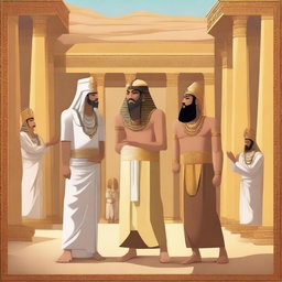 Create an illustration depicting the moment when Prophet Musa (Moses) and Harun (Aaron) were sent to the Pharaoh of Egypt