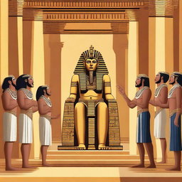 Create an illustration showing the Pharaoh of Egypt angrily reacting in his palace