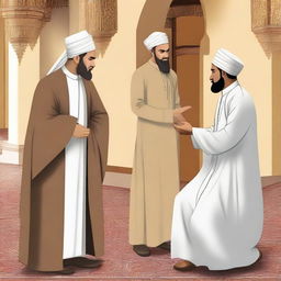Illustrate a scene from the life of an Islamic prophet, showcasing a significant moment from his story