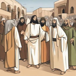 Create an illustration depicting the moment when Prophet Isa (Jesus) is sent to the people of Bani Israil