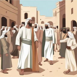 Create an illustration depicting the moment when Prophet Isa (Jesus) is sent to the people of Bani Israil