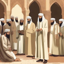 Illustrate a scene where some of the people of Bani Israil are shown believing in Allah SWT and His messenger, Prophet Isa (Jesus)