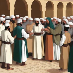Create an illustration depicting the reaction of the Nasrani (Christians) who did not accept the message and became angry