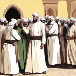 Create an illustration depicting the reaction of the Nasrani (Christians) who did not accept the message and became angry