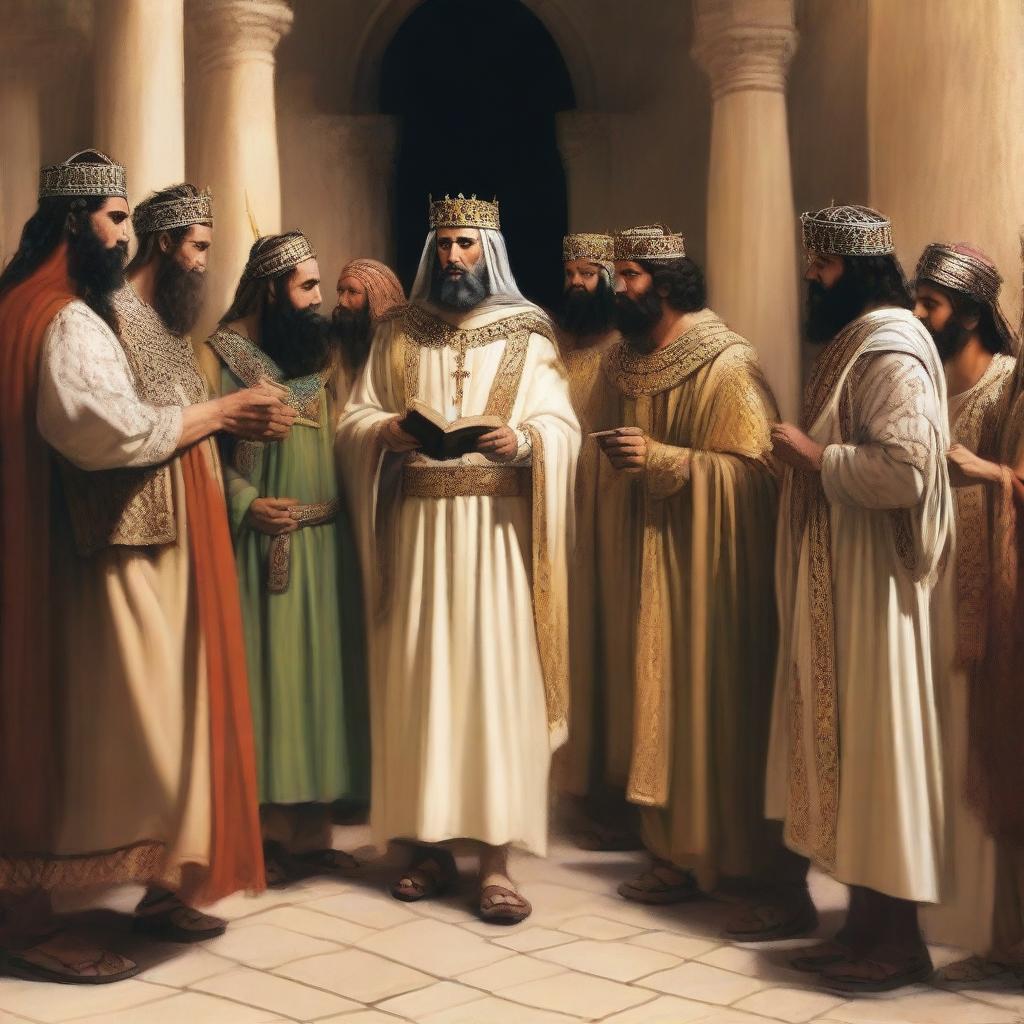 Illustrate the moment when King Herod and his soldiers are searching for Prophet Isa (Jesus) years later