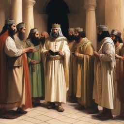 Illustrate the moment when King Herod and his soldiers are searching for Prophet Isa (Jesus) years later