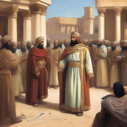 Illustrate the moment when King Herod and his soldiers are searching for Prophet Isa (Jesus) years later