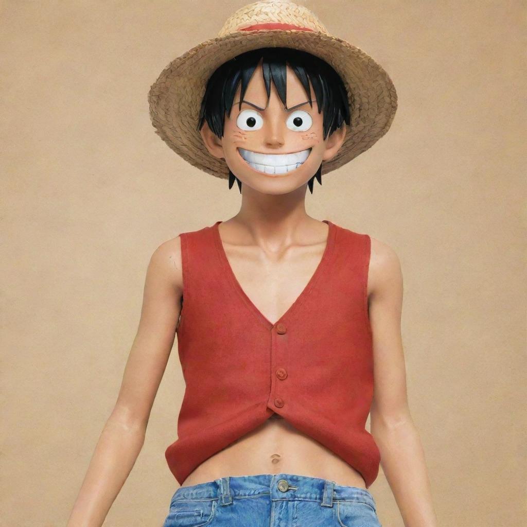 Monkey D. Luffy from One Piece, in his signature red vest and straw hat