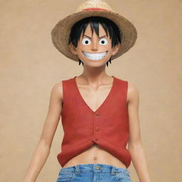 Monkey D. Luffy from One Piece, in his signature red vest and straw hat