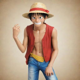 Monkey D. Luffy from One Piece, in his signature red vest and straw hat