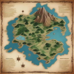 Create a detailed and artistic map of a fantasy world suitable for a Dungeons & Dragons campaign