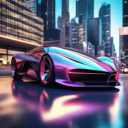 A futuristic concept super car with an innovative and aerodynamic design, featuring a glossy finish and cutting-edge technology