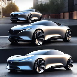 A futuristic SUV concept car with sleek, aerodynamic design, advanced LED lighting, and a luxurious interior